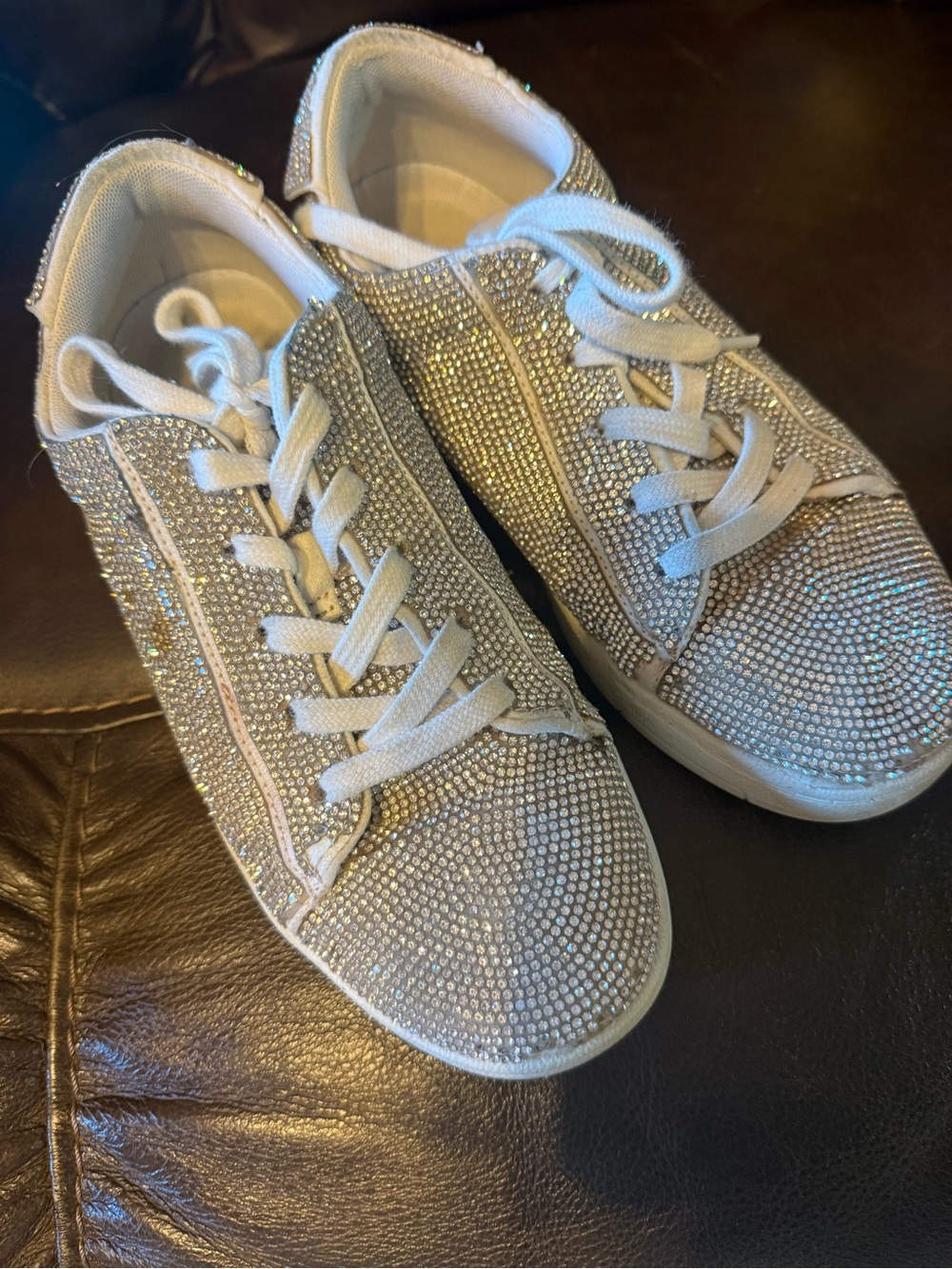Jessica Simpson Silver Crystal Embellished Sneakers